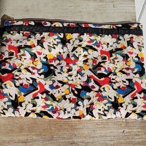 Carolina Herrera Colorful Art Deco Style Patterned Cosmetic Bag